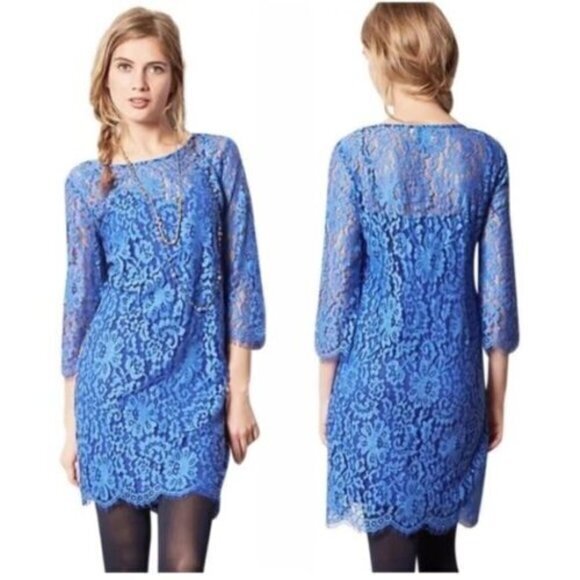 Anthropologie‎ HD in Paris Women's Urban Chic Electric Blue Lace Dress S… - Picture 1 of 10